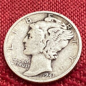 Vintage 1941 Mercury Liberty Dime 90% Silver Coin